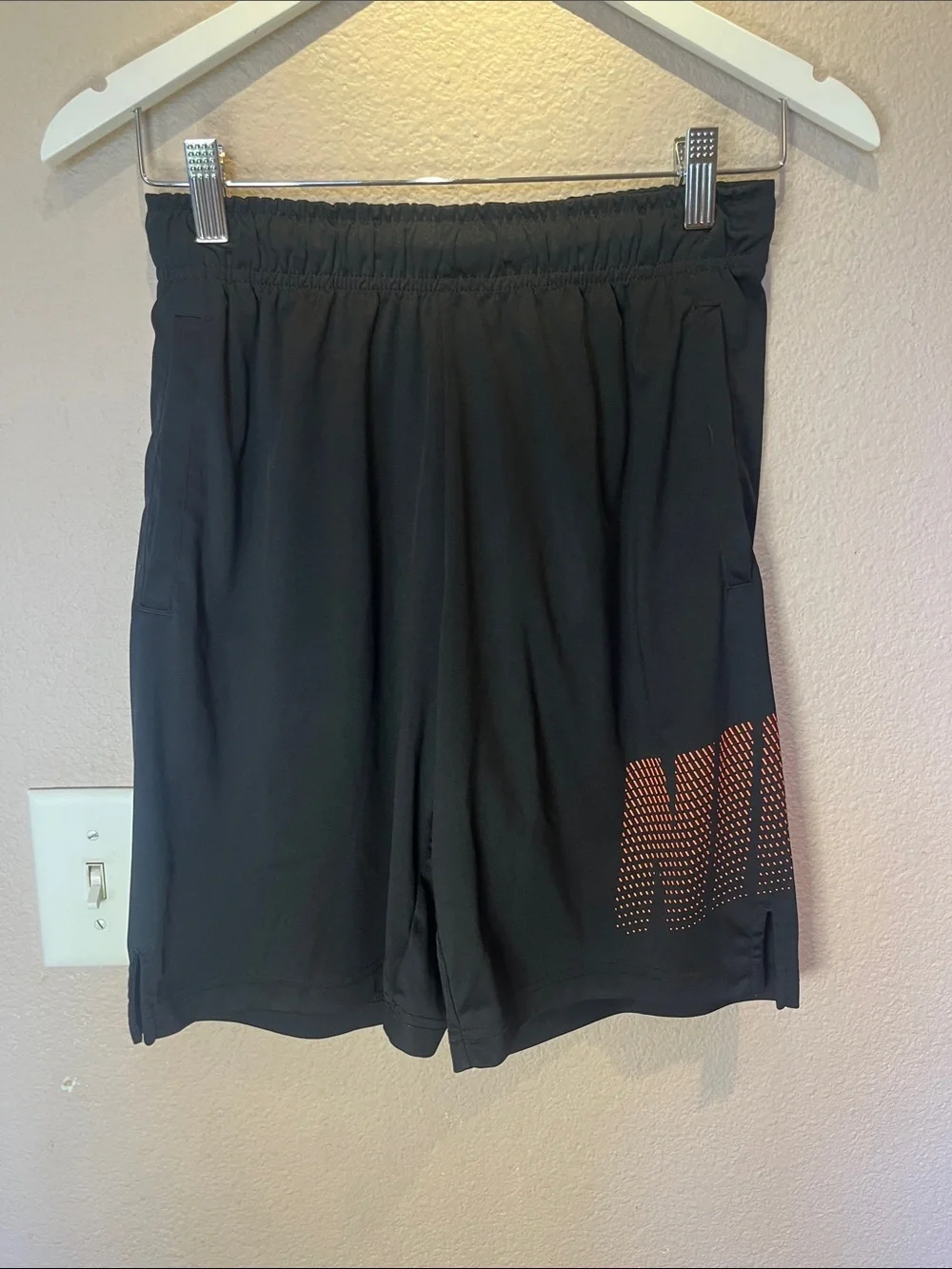 Nike Boys Shorts Size Large Black Orange Logo
